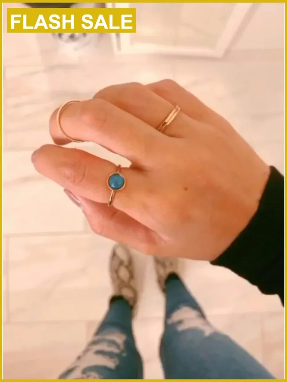Minimalist Mood Ring with Stainless Steel Band, Color Changing Stone